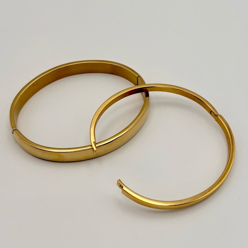 Hinged Gold Bangle Set - 2 Bracelets - image 1